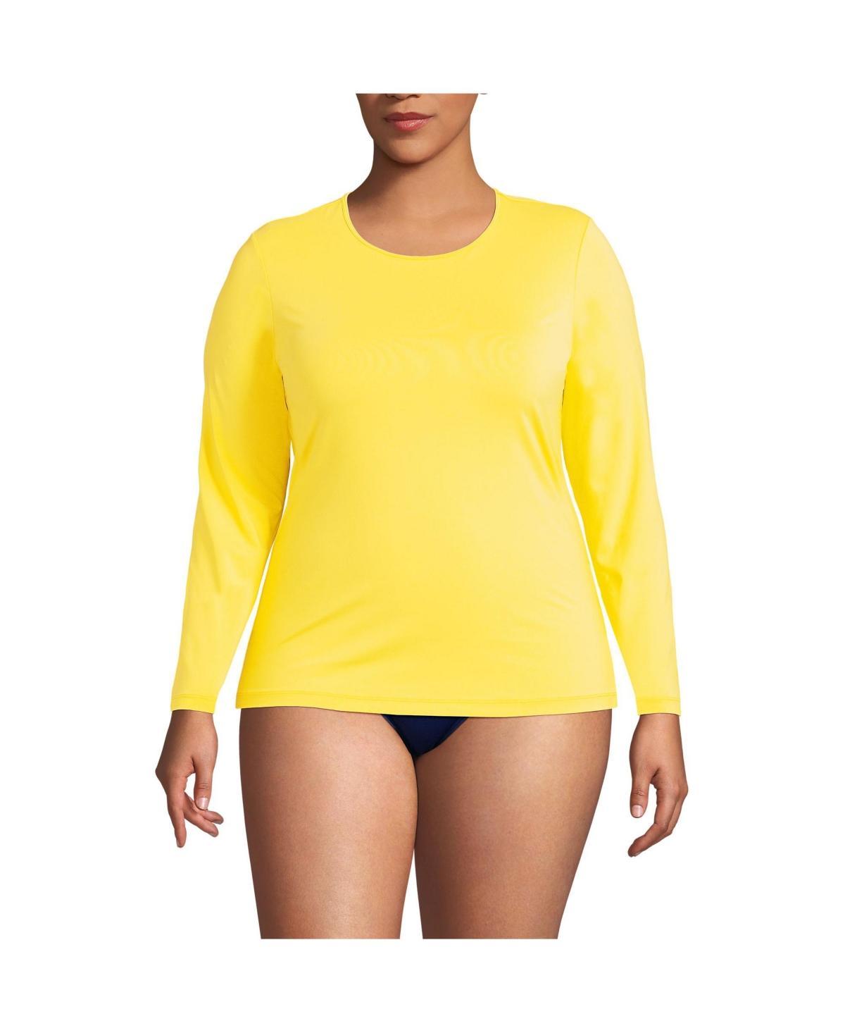 Plus Size Lands' End UPF 50 Long Sleeve Rash Guard, Women's, Size: 2XL, Blue Mini Stripe Product Image