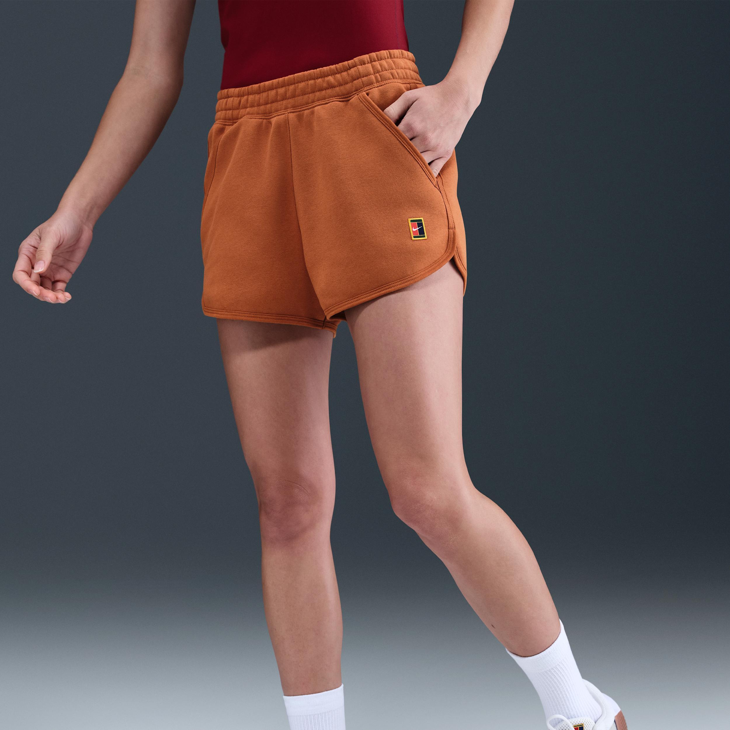 Nike Women's Court Heritage Mid-Rise Fleece Tennis Shorts Product Image