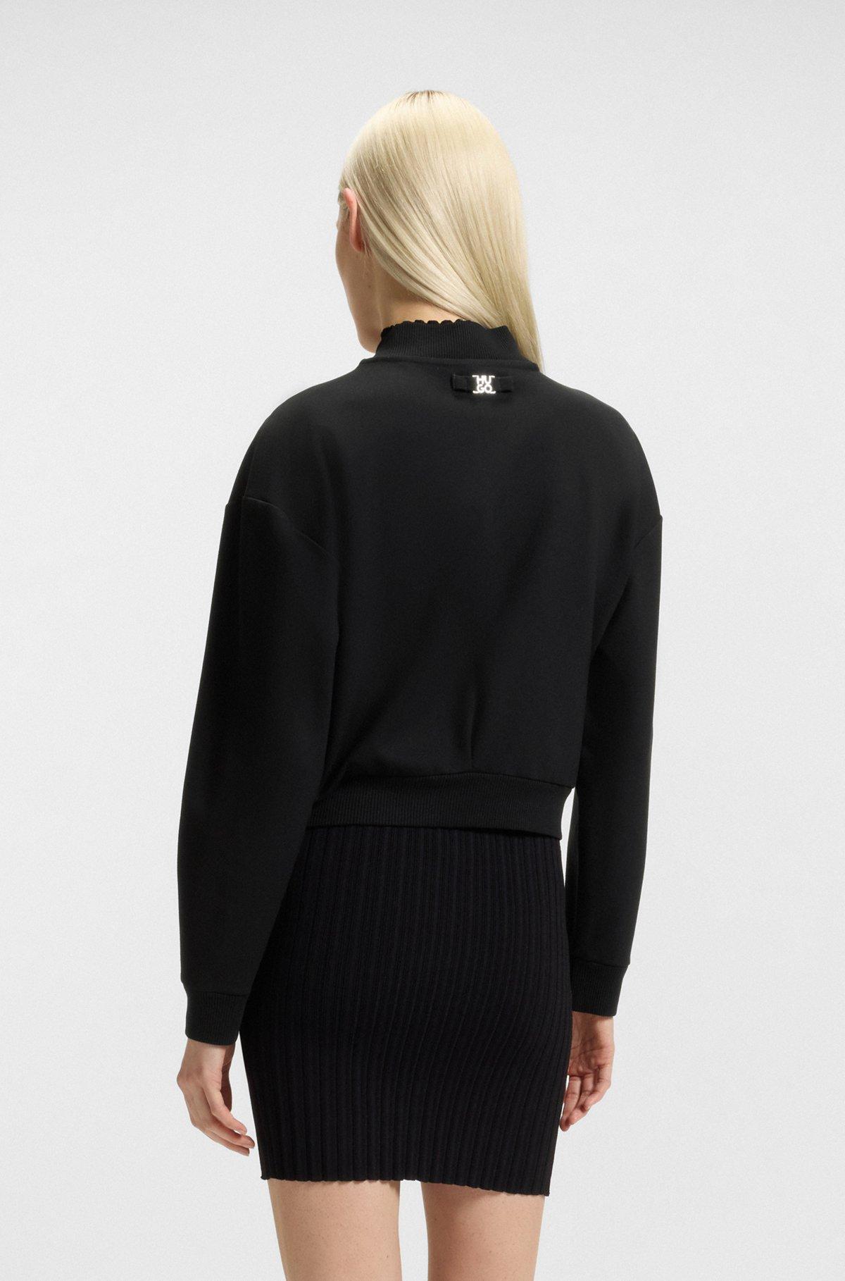HUGO - Punto Milano jersey jacket with concealed closure - Black Product Image