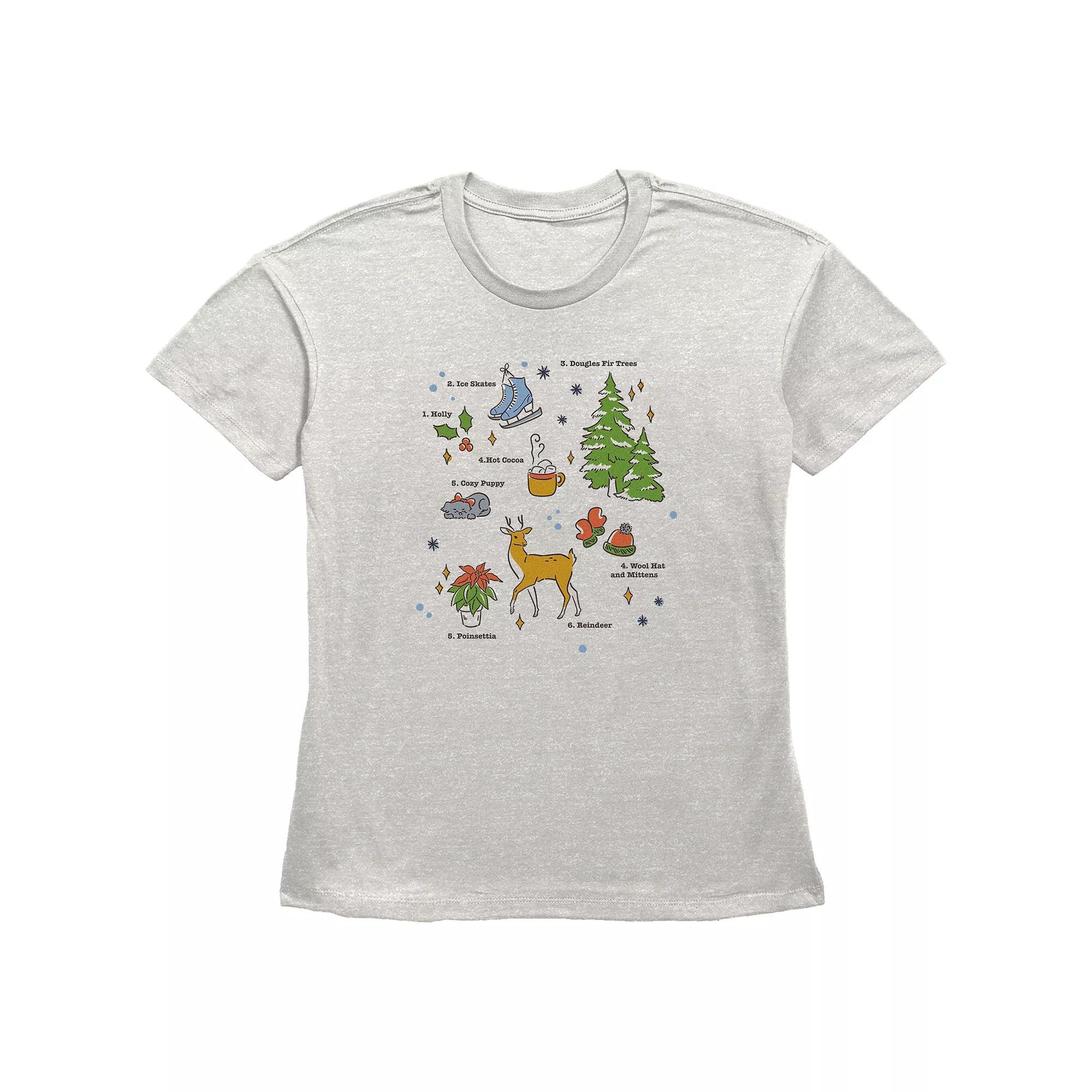 Women's Christmas Icons Spread Graphic Tee, Size: XL, Oatmeal Product Image