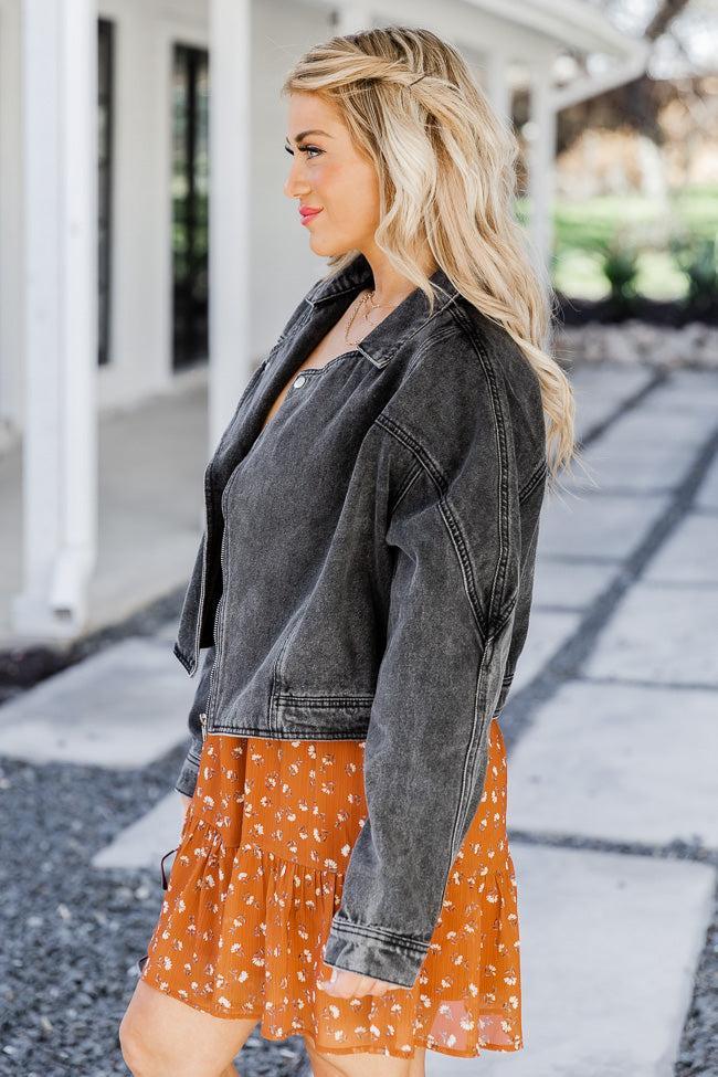 Walk The Walk Black Acid Wash Denim Jacket FINAL SALE Product Image