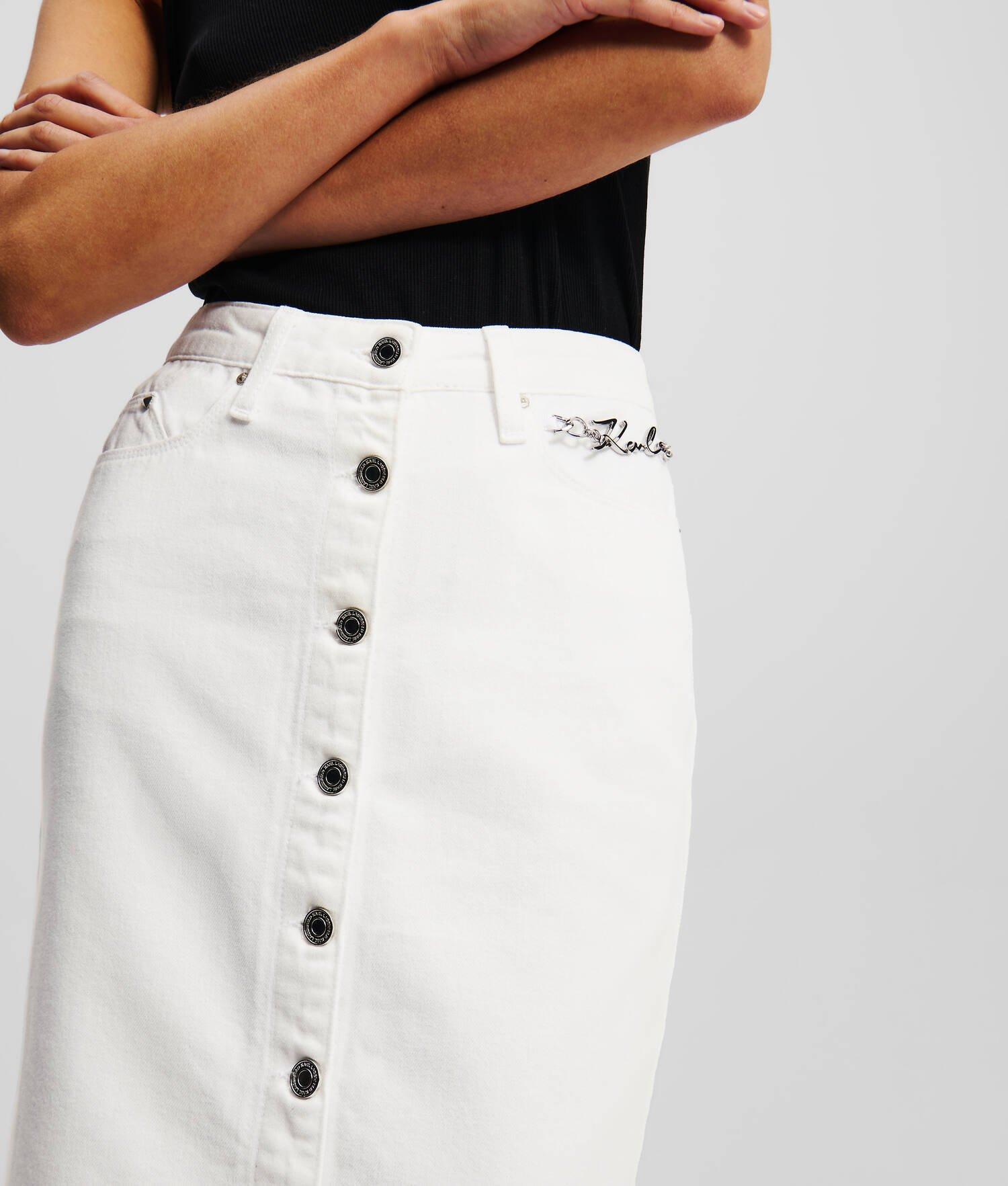 BUTTON-DOWN DENIM SKIRT Product Image