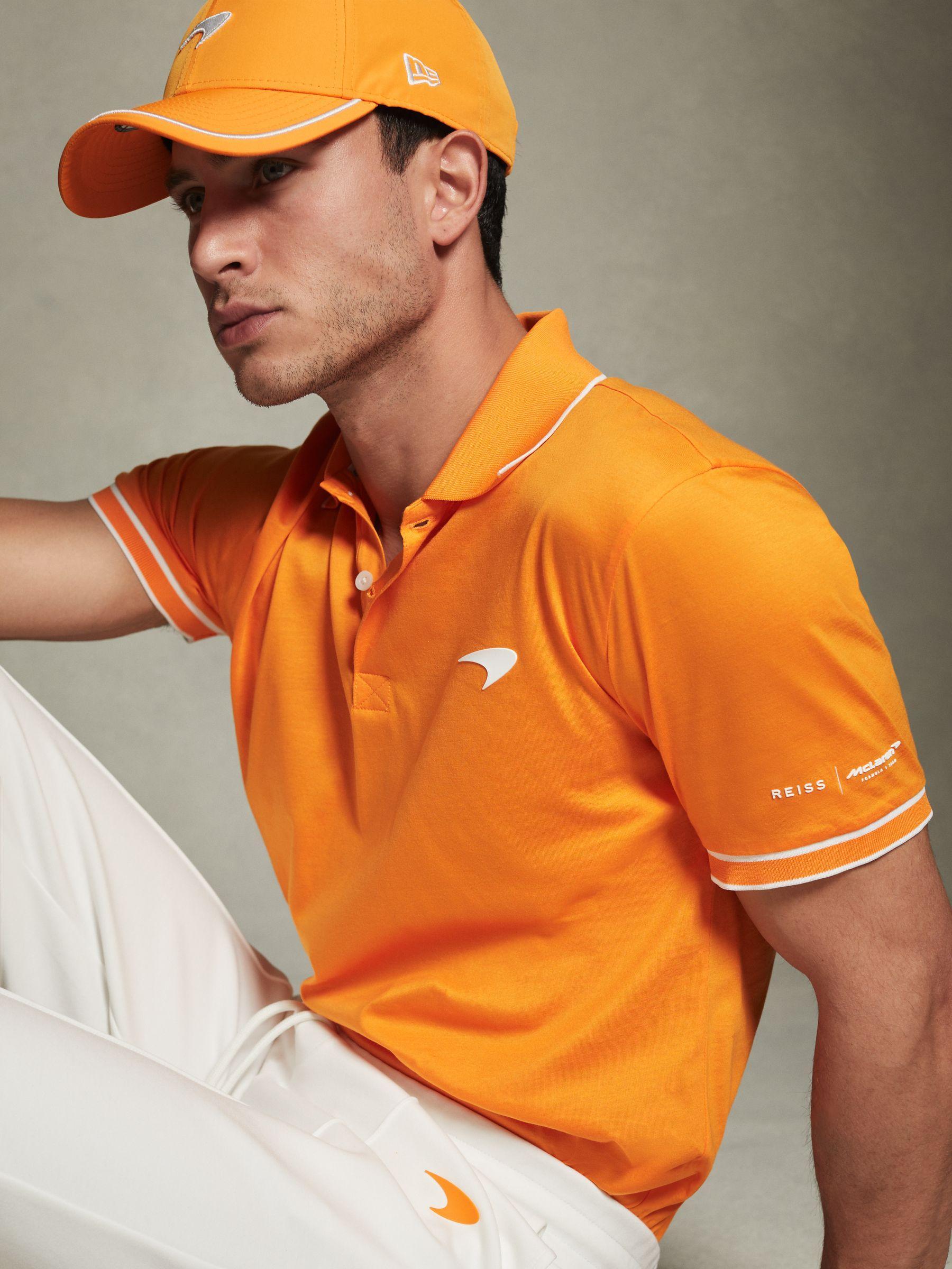 Mercerised Cotton Polo Shirt in Papaya Product Image