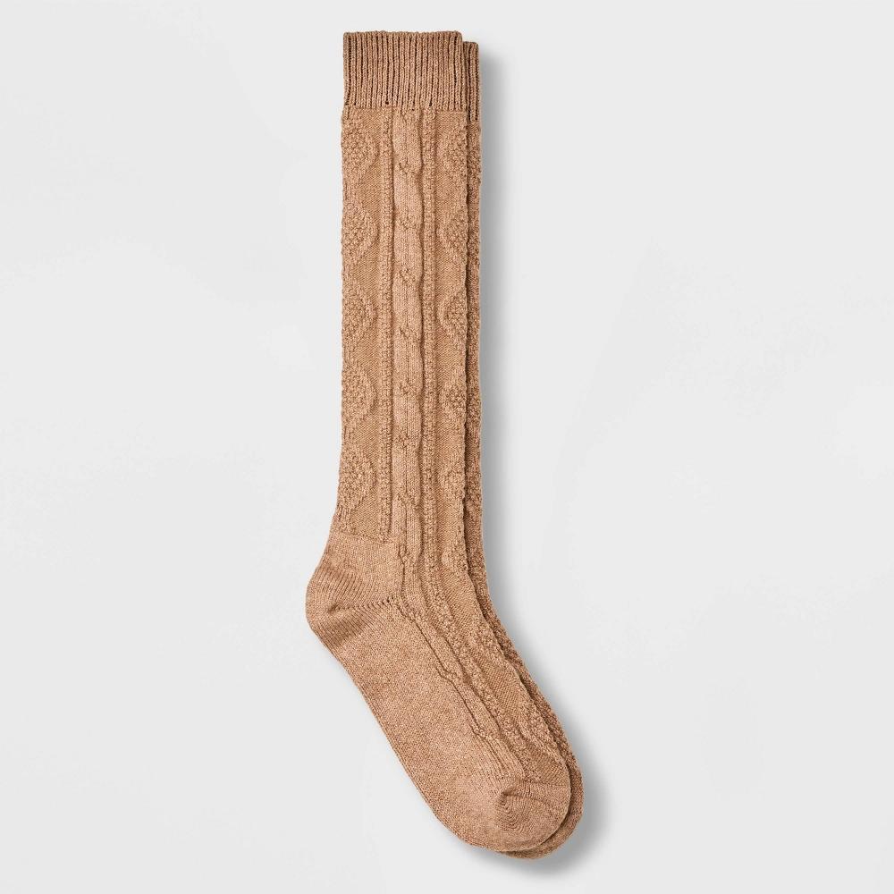 Women's Cotton Blend Cable Knee High Boot Socks - Universal Thread™ Tan Heather 4-10 Product Image