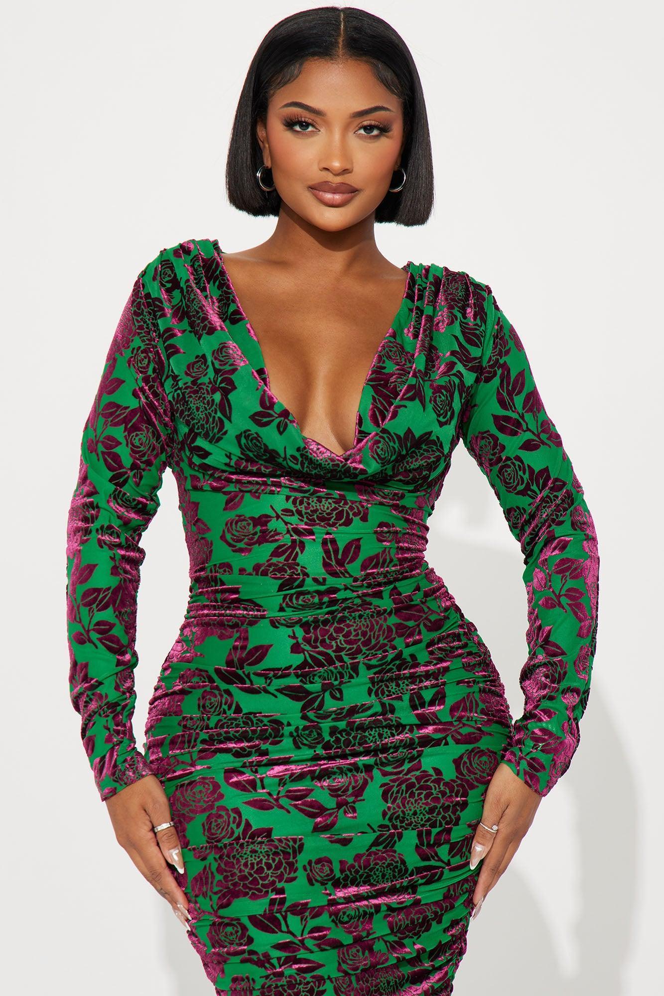 Sadie Mesh Maxi Dress - Green/combo Product Image