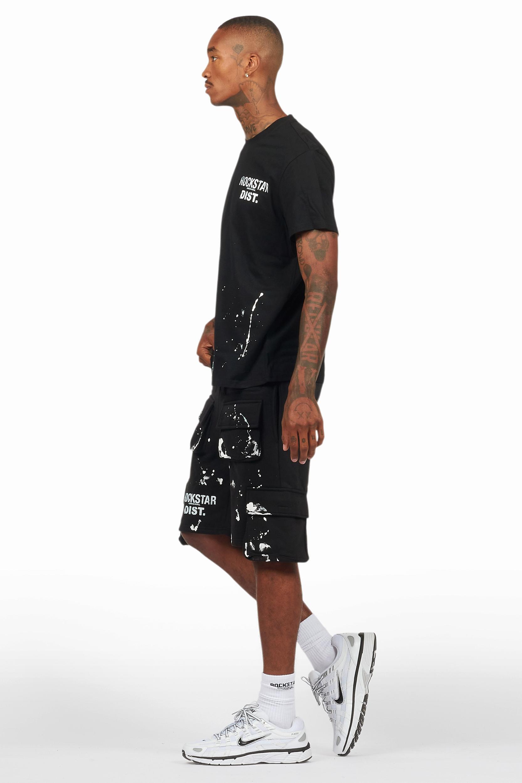 Raffer Black/White T-Shirt Cargo Shorts Set Male Product Image