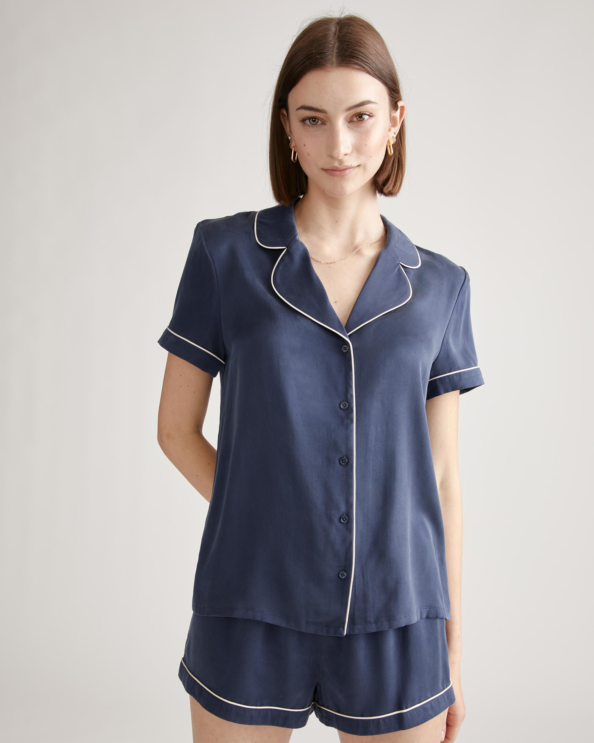 Quince | Women's Pajama Top with Piping Size XS, Silk Product Image