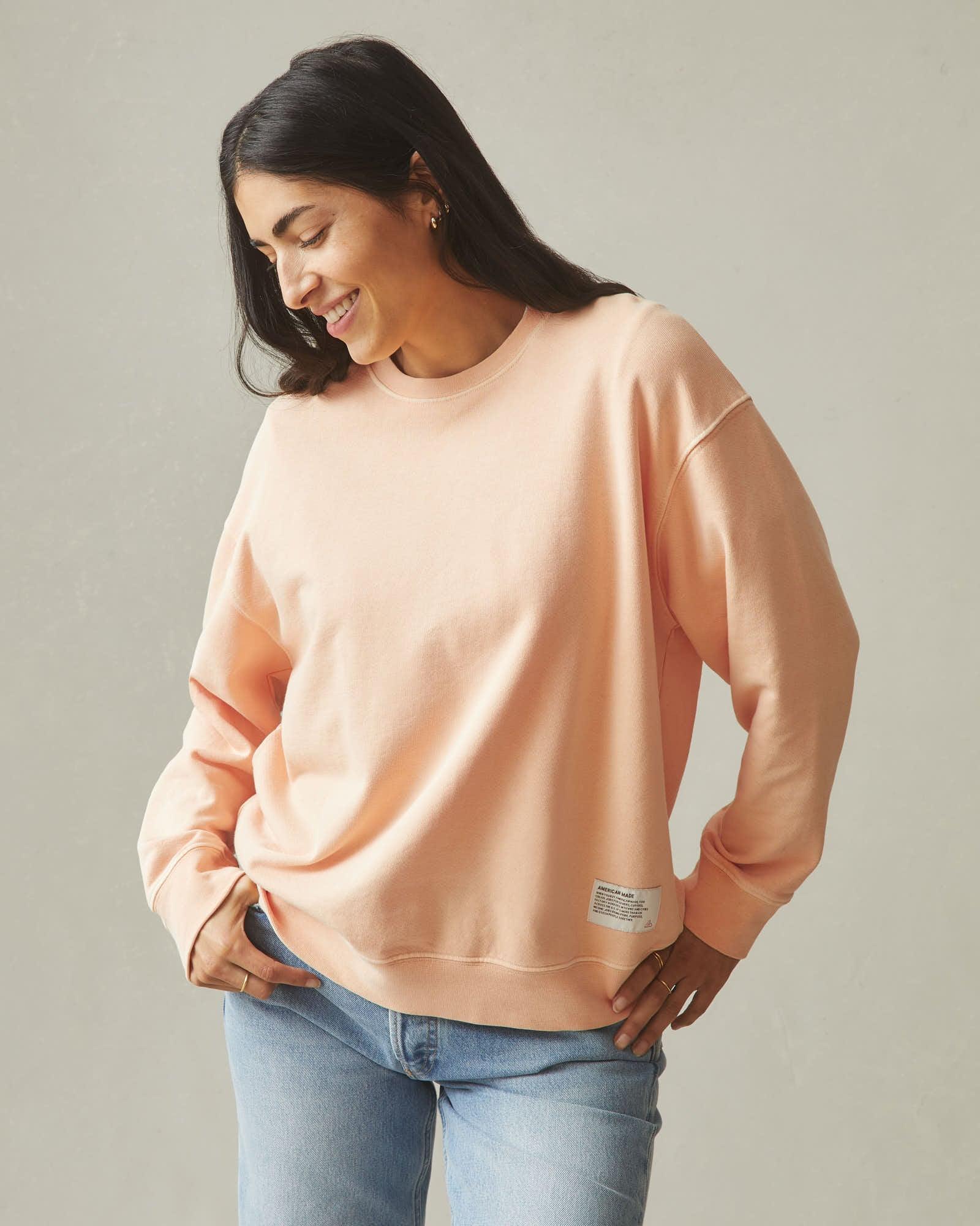 Women's Vintage Wash Relaxed French Terry Crew - Peach Fuzz Product Image