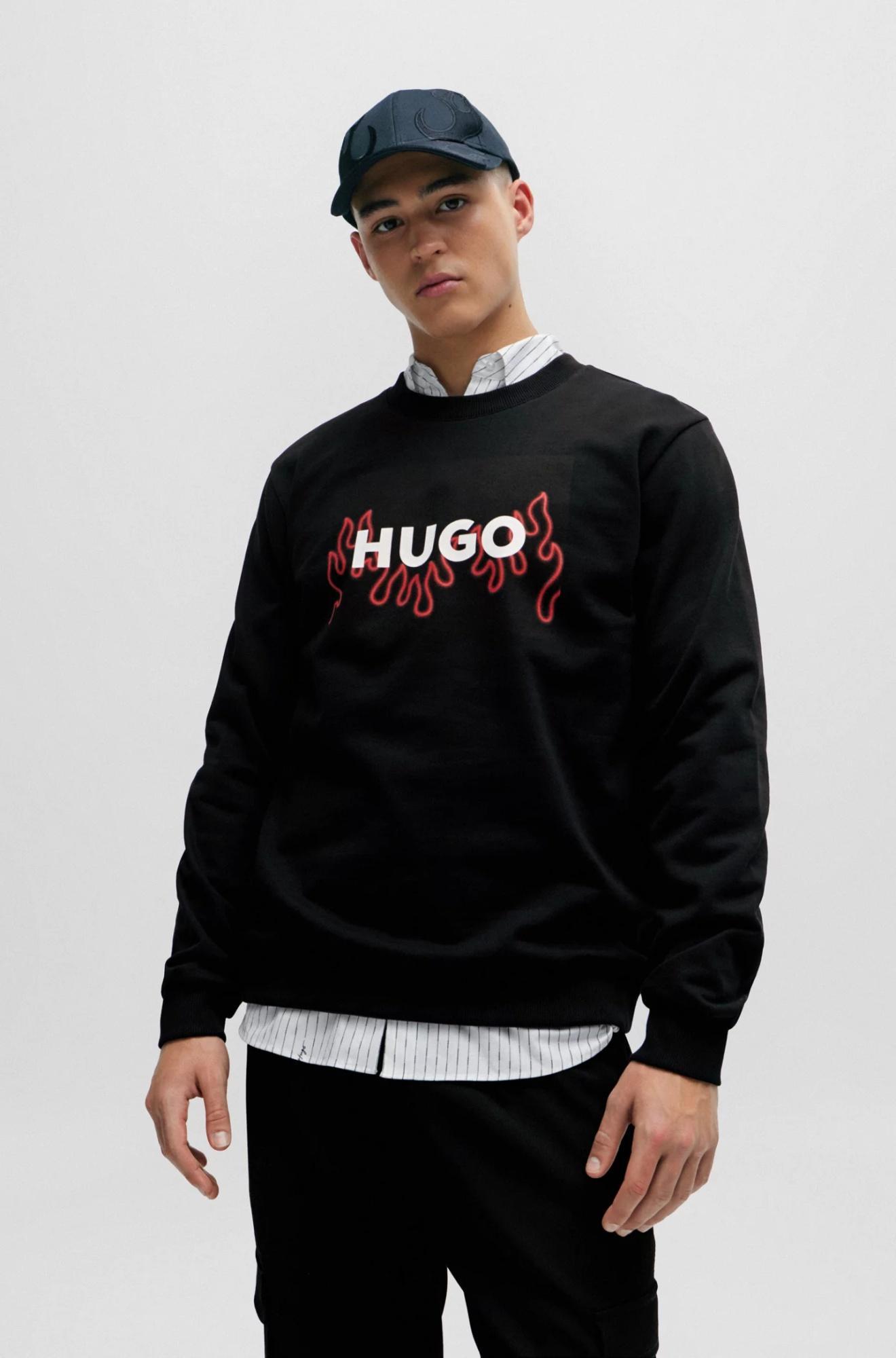 HUGO BOSS Logo-print Cotton Sweatshirt In Black Product Image