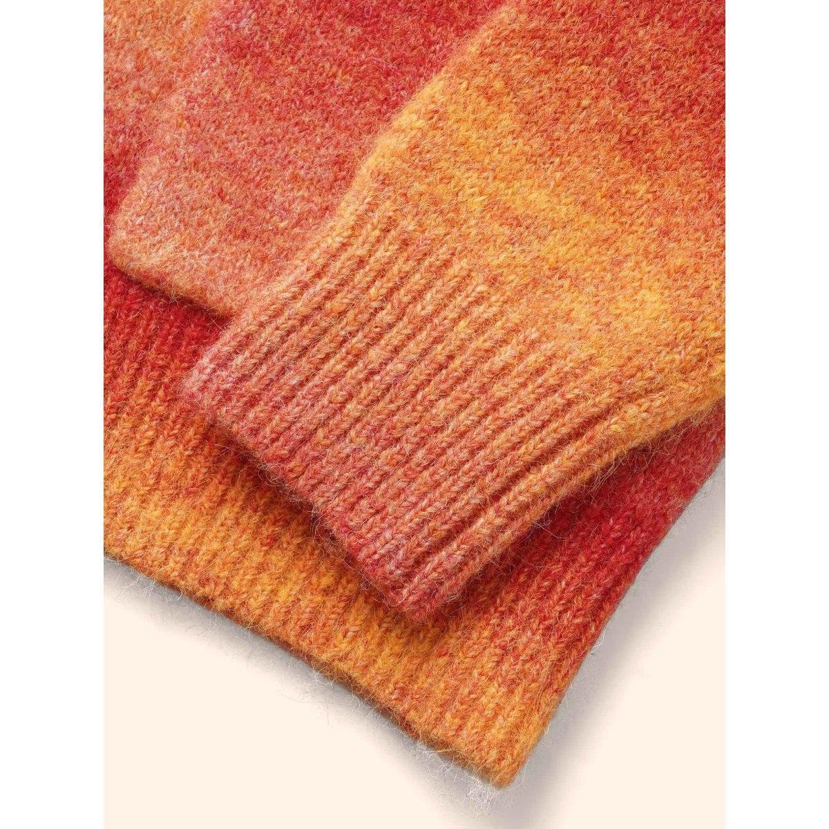 Plus Size Ombre Contrast Patch Pocket Cardigan Brightorange Women Casual Loose Long Sleeve Everyday Cardigans BloomChic 18-20/2X Product Image