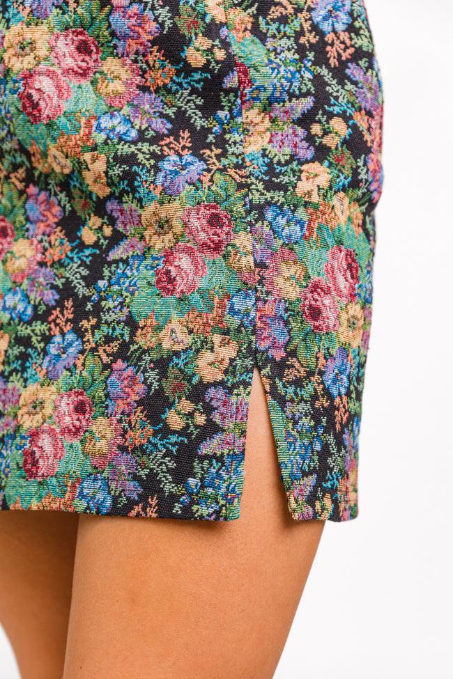 Big News Black Floral Brocade Skirt FINAL SALE Product Image