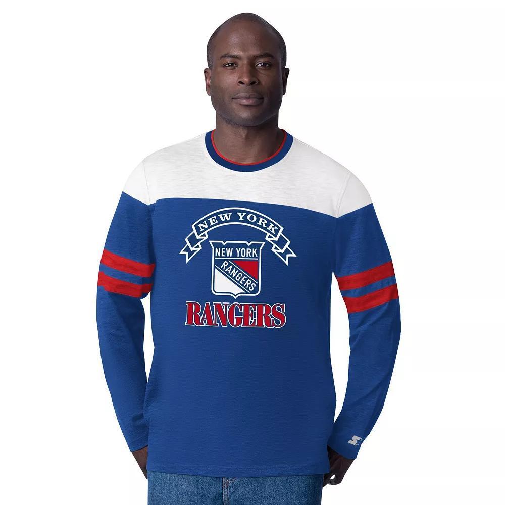 Men's Starter  Blue New York Rangers Blitz Durene Long Sleeve T-Shirt, Size: XL, Ran Blue Product Image