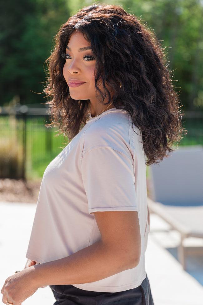 One Step Ahead Taupe Cropped Tee FINAL SALE Product Image