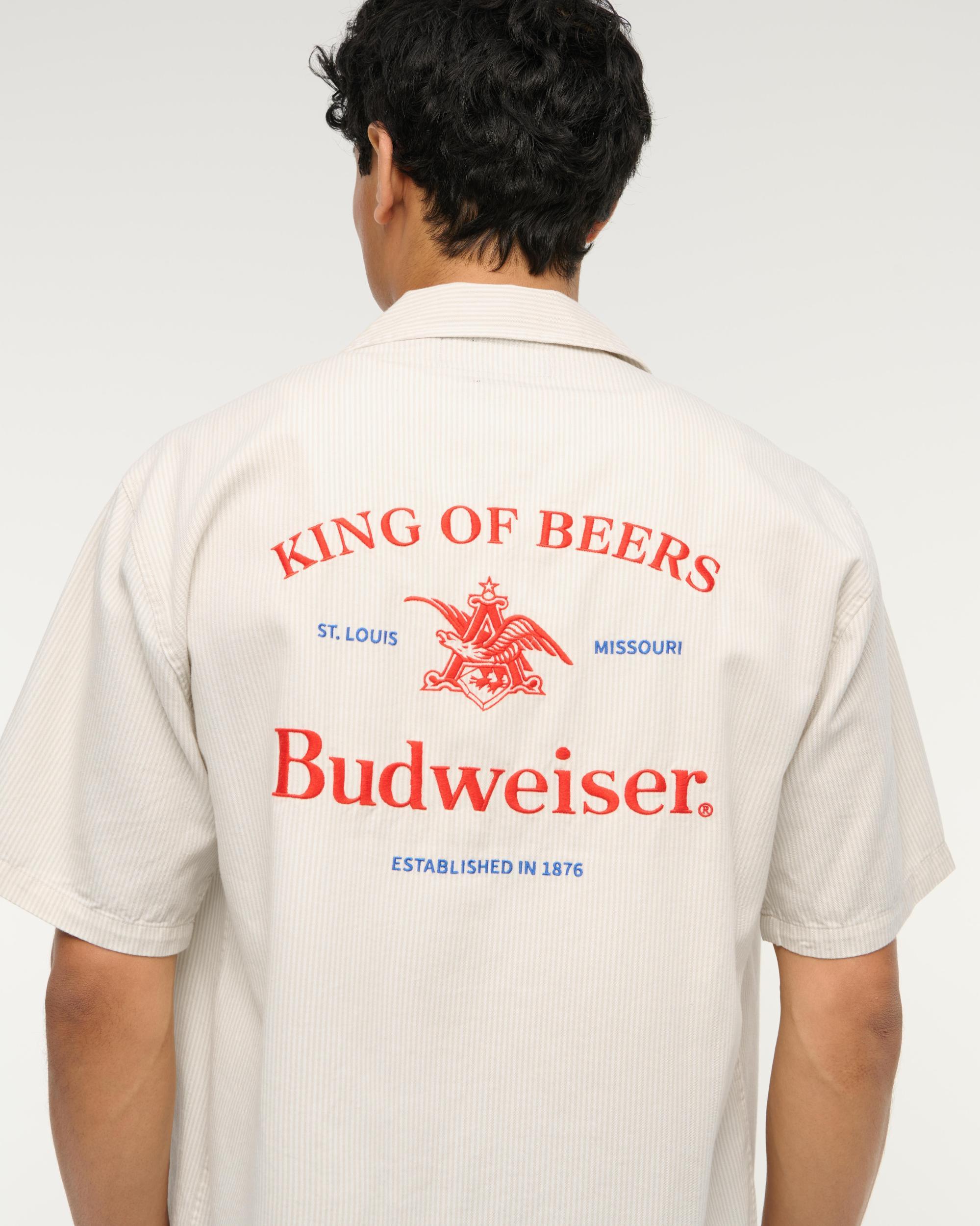 Short-Sleeve Cropped Pabst Workwear Button-Up Shirt Product Image