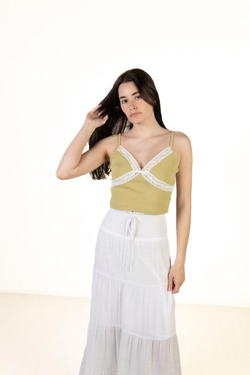Moss Green Lace Trim Cami Product Image
