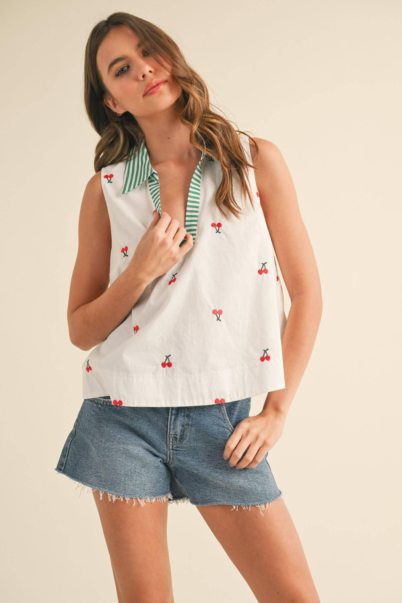 Cherry Embroidered Tank Product Image
