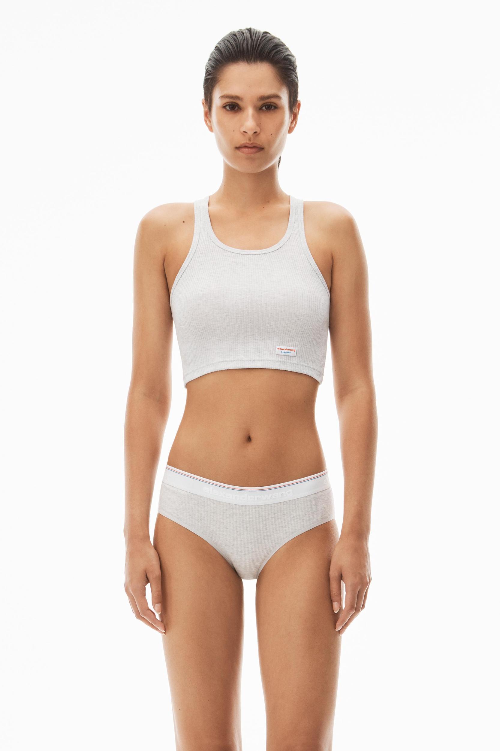 Cropped Racerback Tank In Ribbed Cotton Jersey Product Image