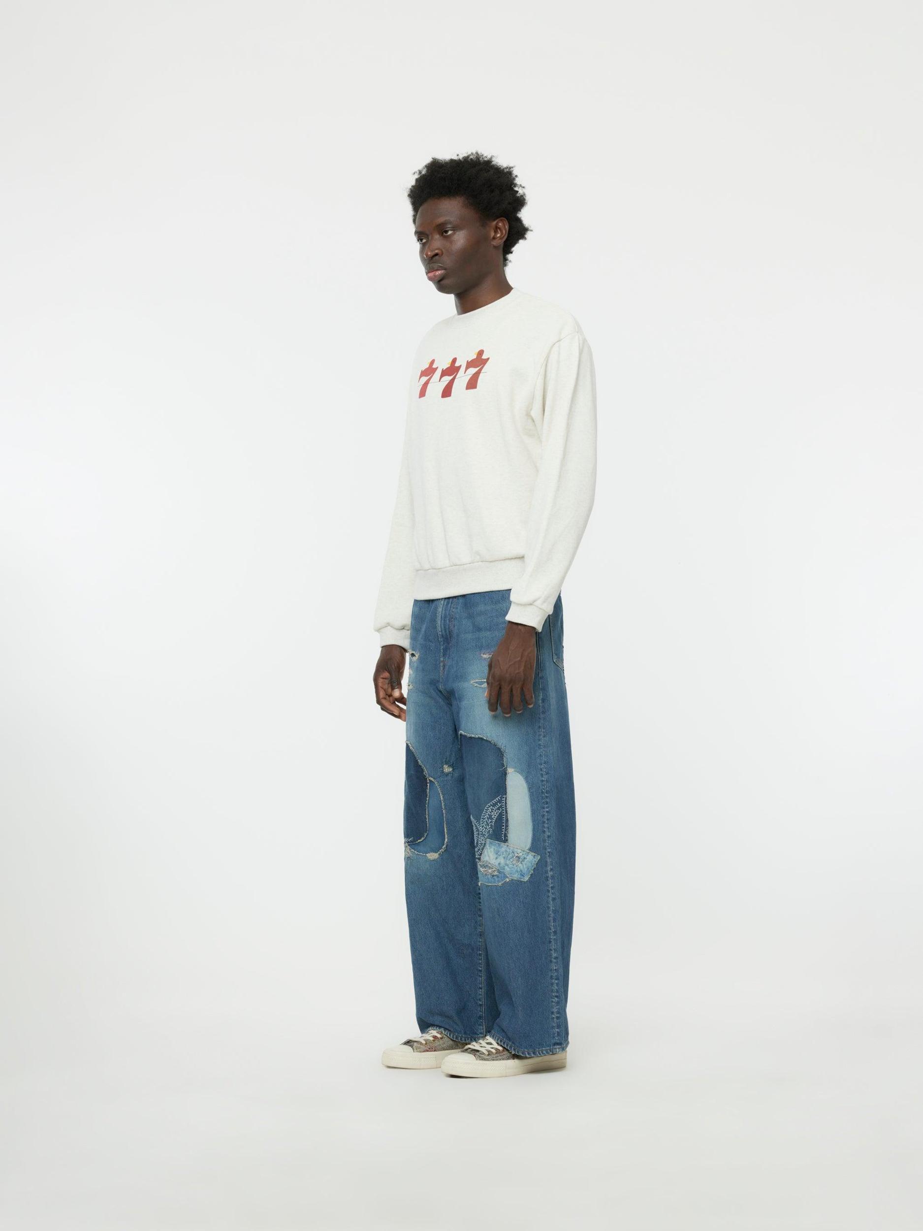 Lucky Battery Bird Crew Knit Sweater (Ecru) Product Image