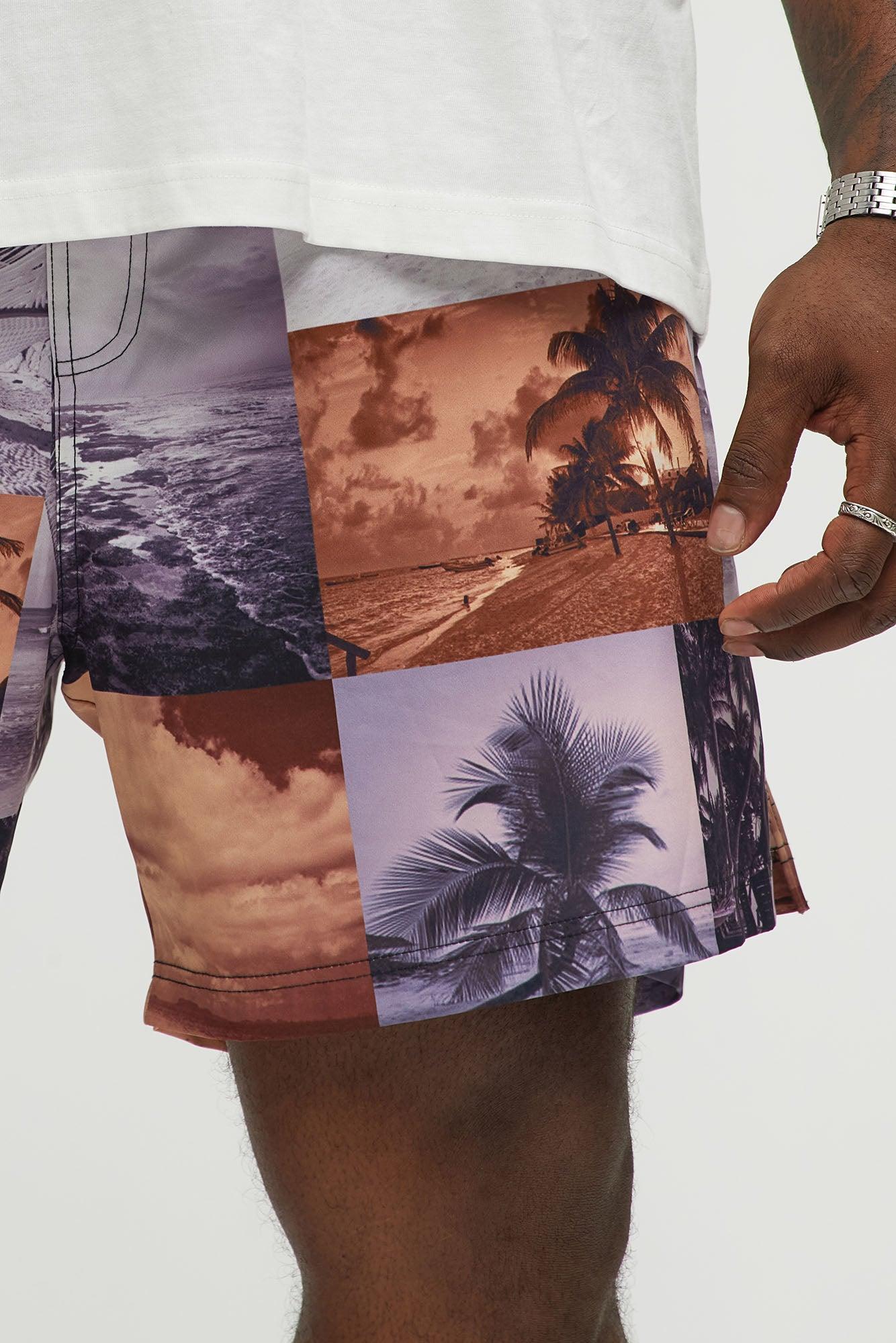 Tropical Focus Swim Mid Trunk - Brown/combo Product Image