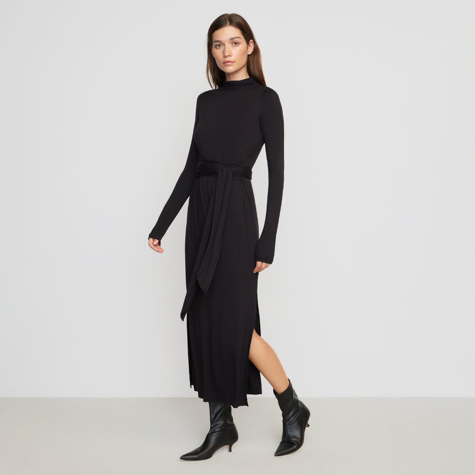Vero Tie-Front Long-Sleeve Dress Product Image