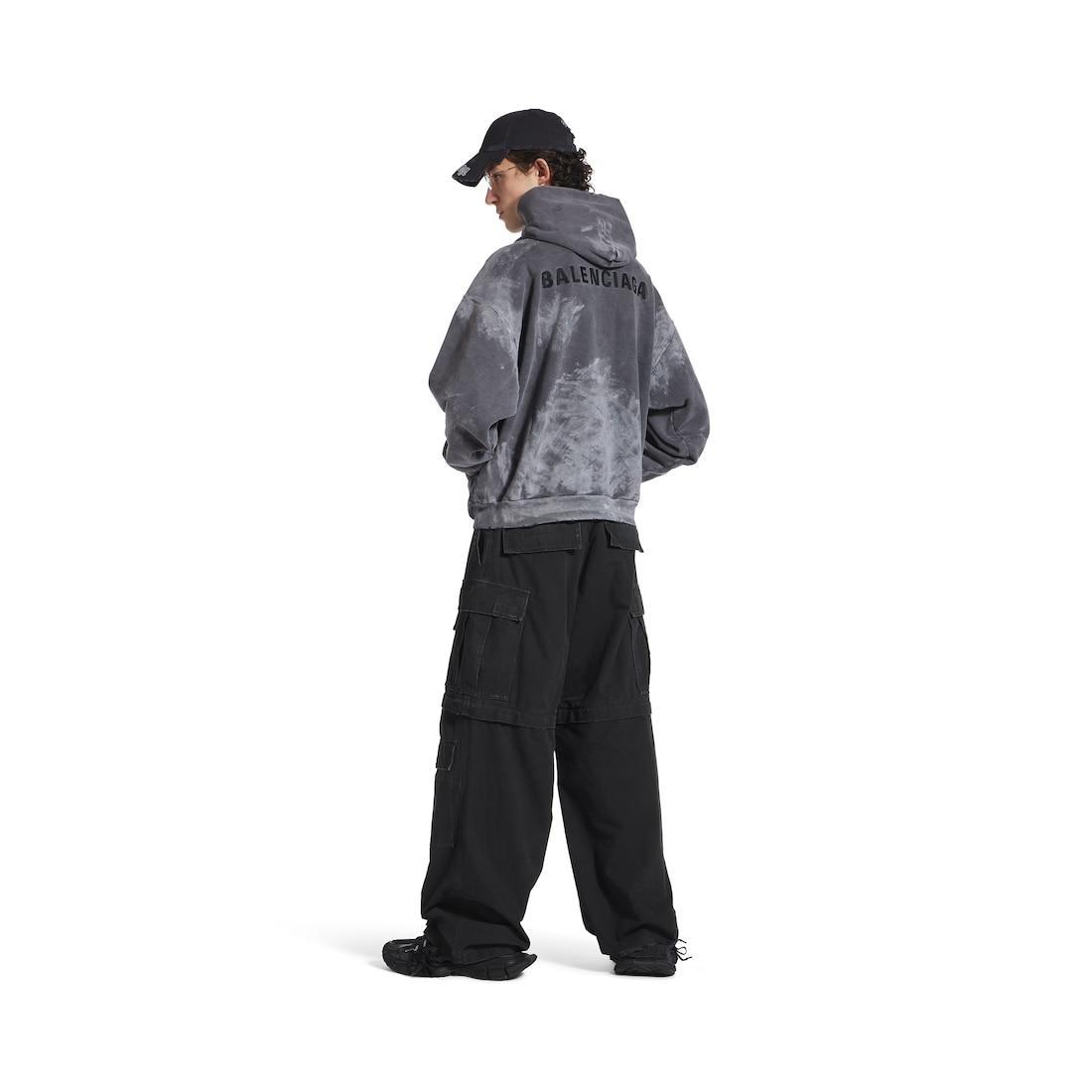 Men's Balenciaga Back Hoodie Medium Fit in Grey Product Image