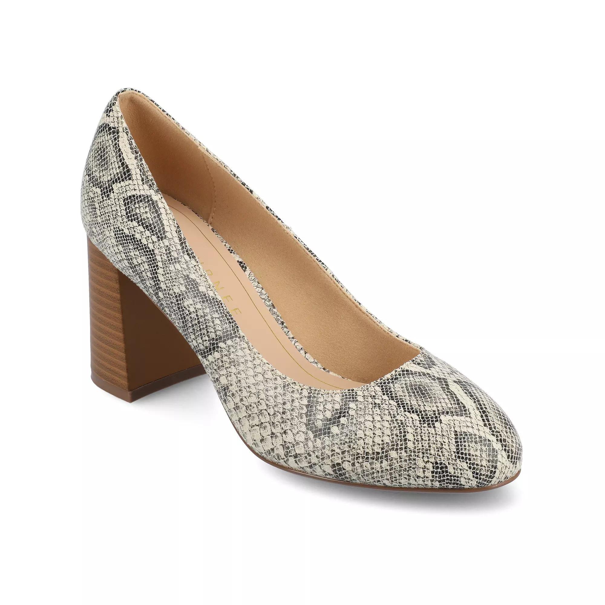 Journee Seraphina Covered Block Heel Women's Shoes, Size: 6.5, Snake Product Image