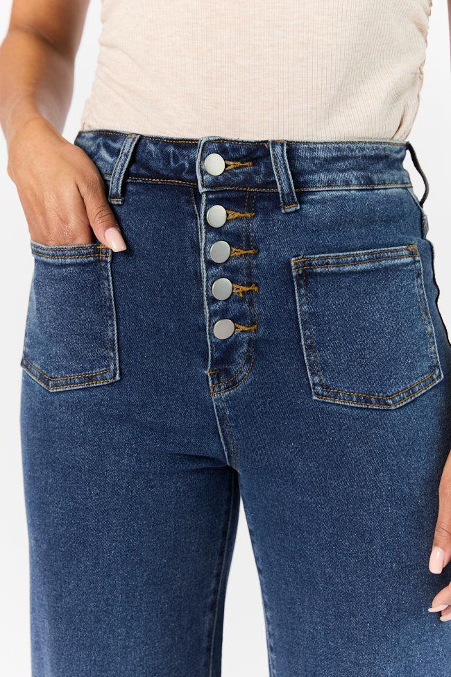 Sutton Dark Wash Wide Leg Patch Pocket Jeans SALE Product Image