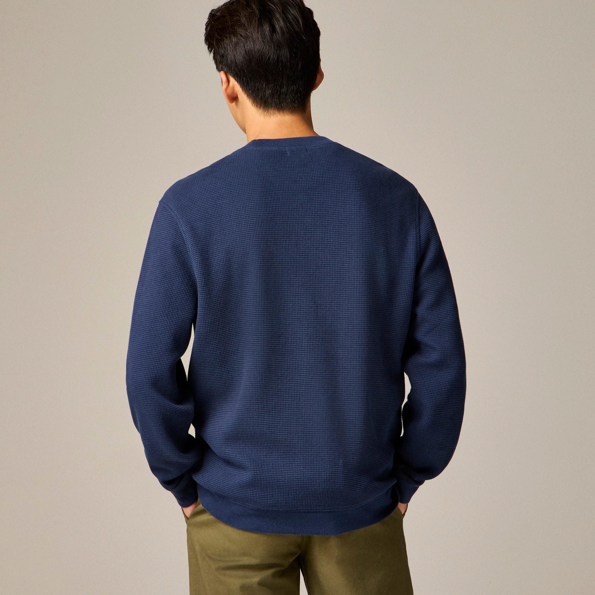 Long-sleeve brushed waffle-knit crewneck Product Image