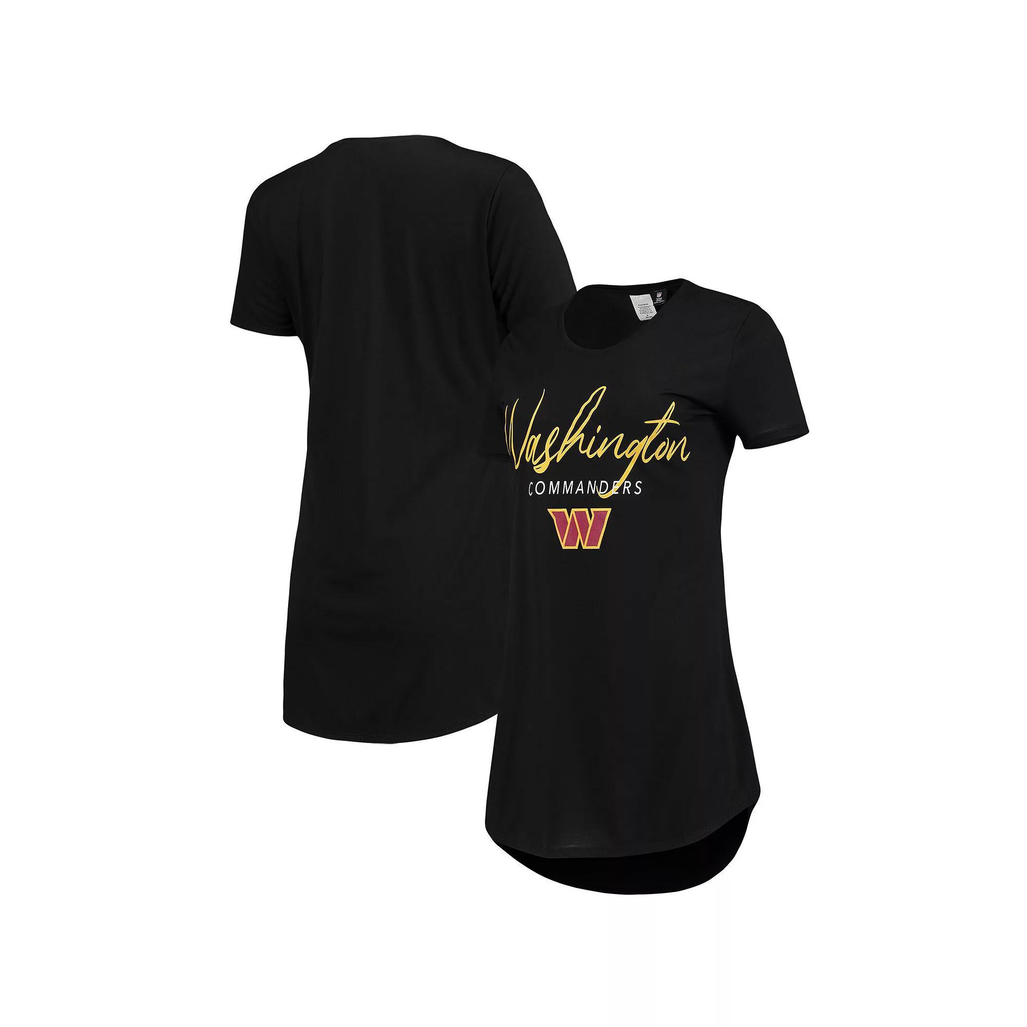 Women's Concepts Sport Black Washington Commanders Marathon Knit Nightshirt, Size: Small, Wft Black Product Image