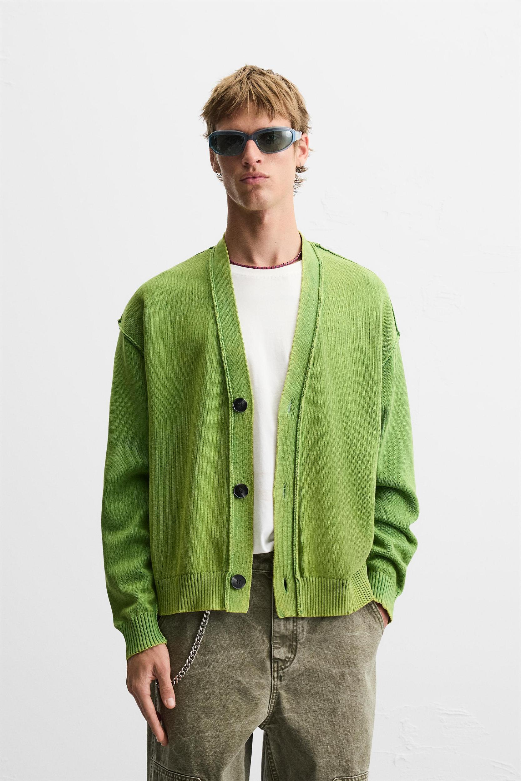 REVERSE EFFECT WASHED CARDIGAN Product Image