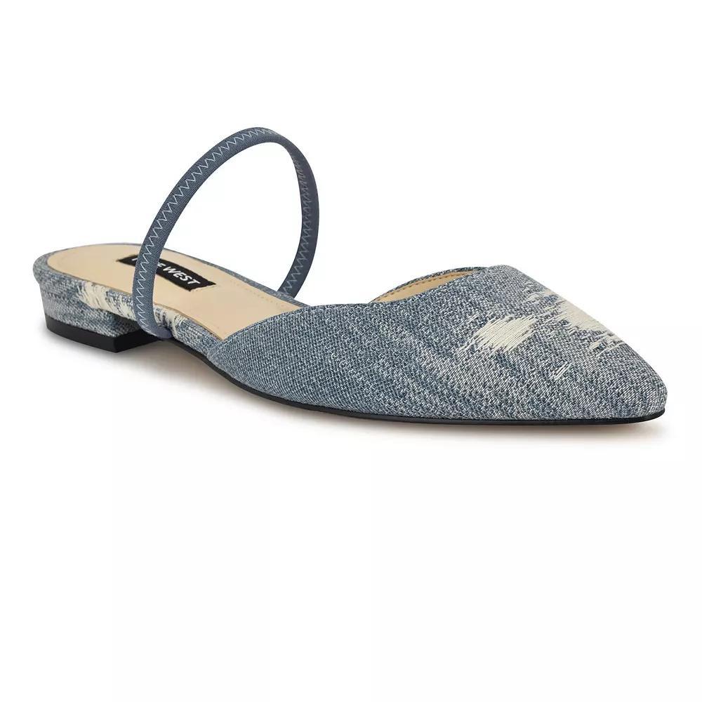 Nine West Gorga Pointy Toe Slip-On Women's Dress Flats, Size: 7.5, Light Blue Blue Product Image