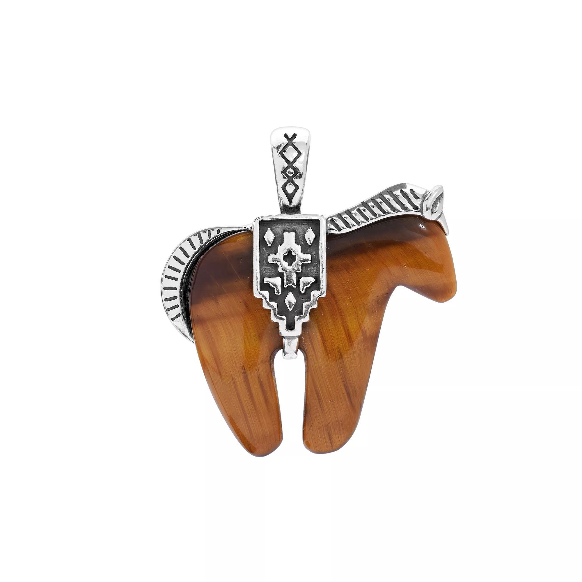 Southwest Spirit® Sterling Silver and White Howlite Horse Pendant, Women's, Tiger Eye Product Image