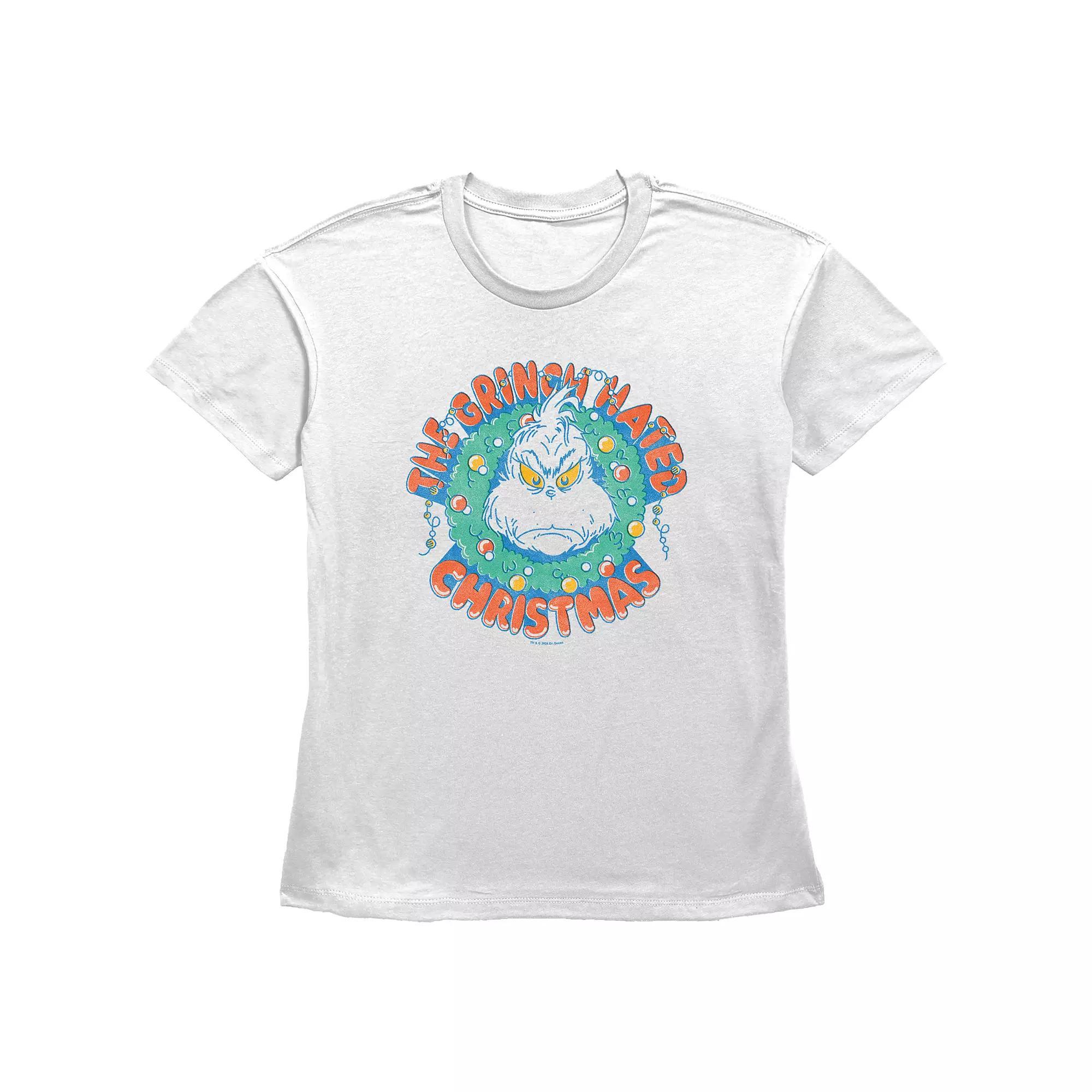 Womens Dr. Seuss The Grinch Hated Christmas Wreath Graphic Tee Product Image