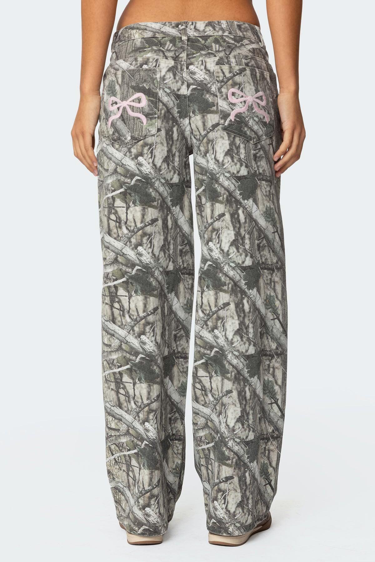Camo & Bow Low Rise Jeans Product Image