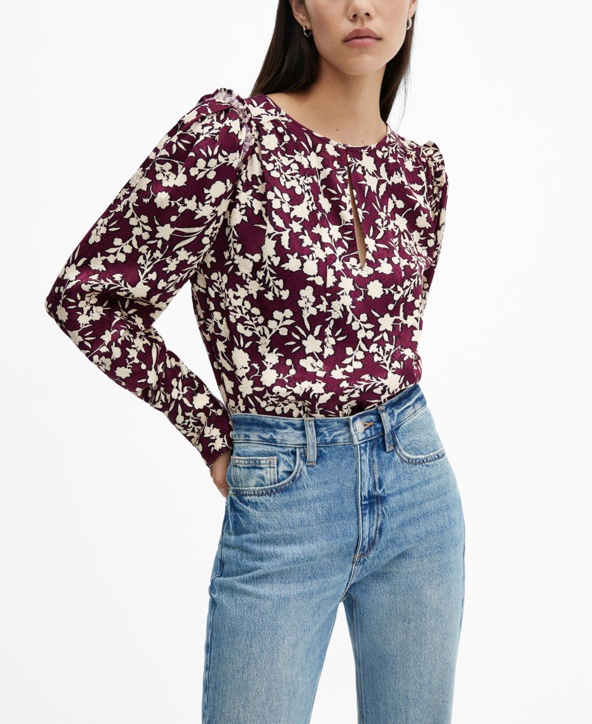 MANGO Berry Blouse (Maroon) Women's Blouse Product Image