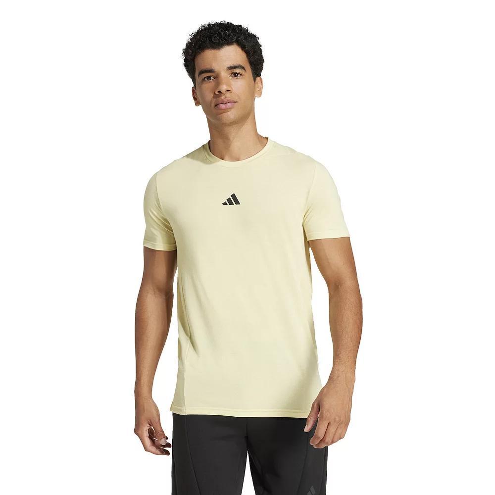 Men's adidas Designed For Training Workout Tee, Size: Large, Powder Yellow Product Image