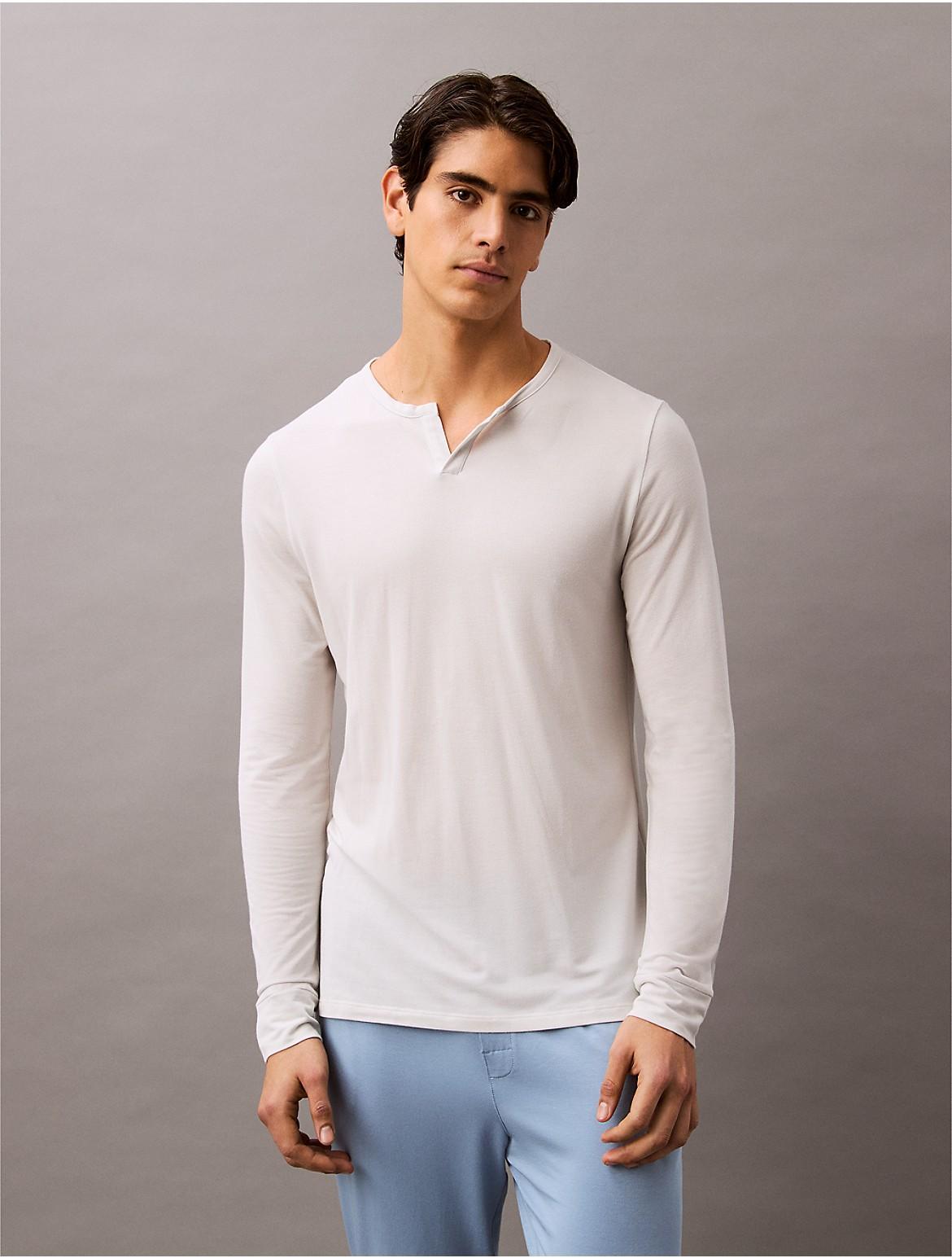 Calvin Klein Men's Ultra Soft Modal Pique Henley Sleep Tee - Blue - L Product Image