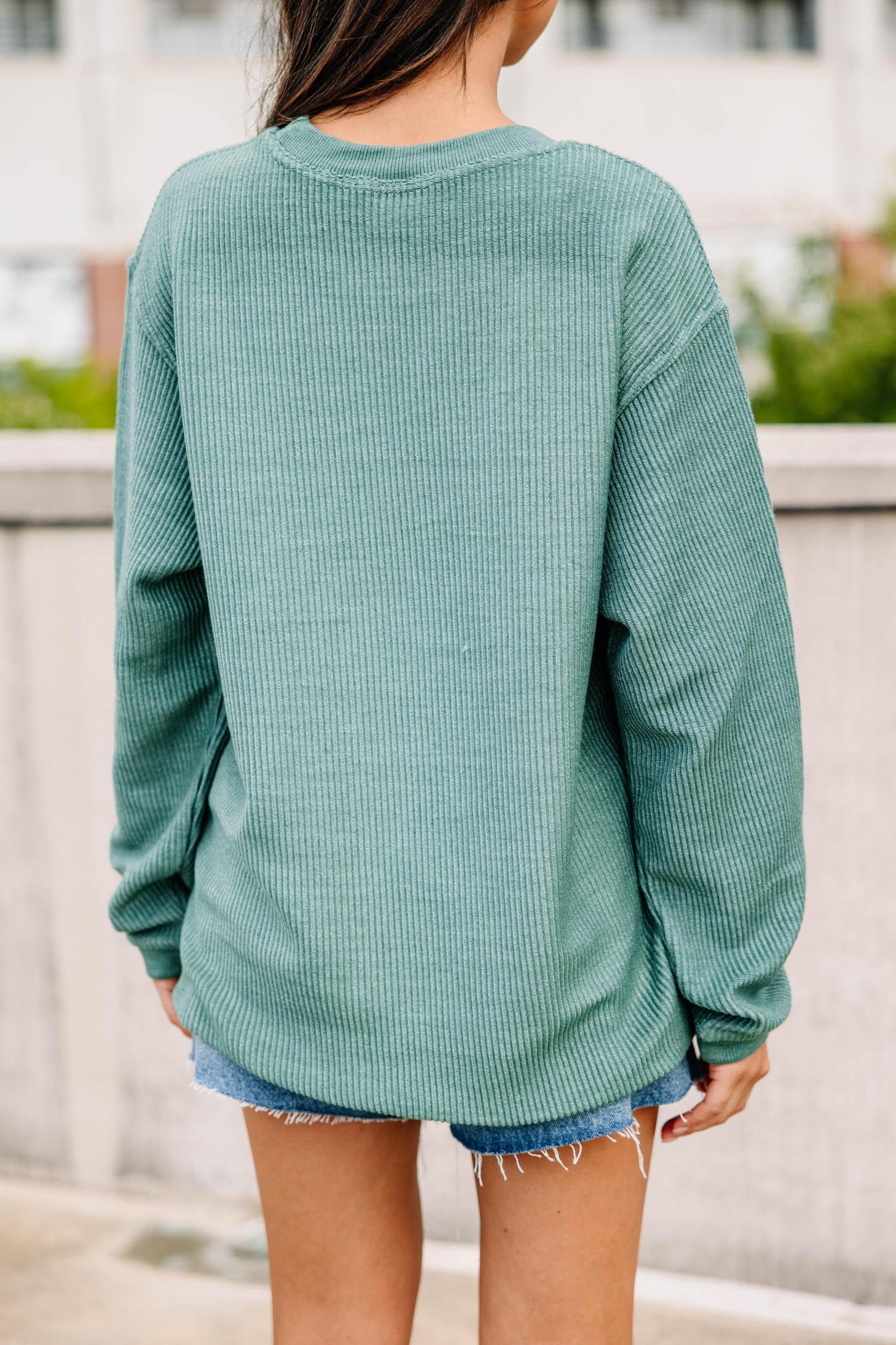 Tailgates and Touchdowns Green Corded Graphic Sweatshirt Female Product Image