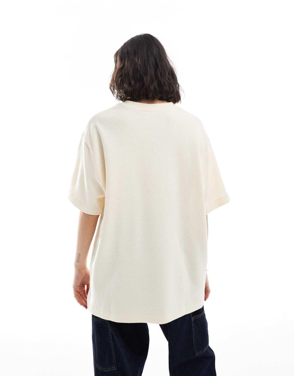 ASOS DESIGN waffle oversized T-shirt in washed cream Product Image
