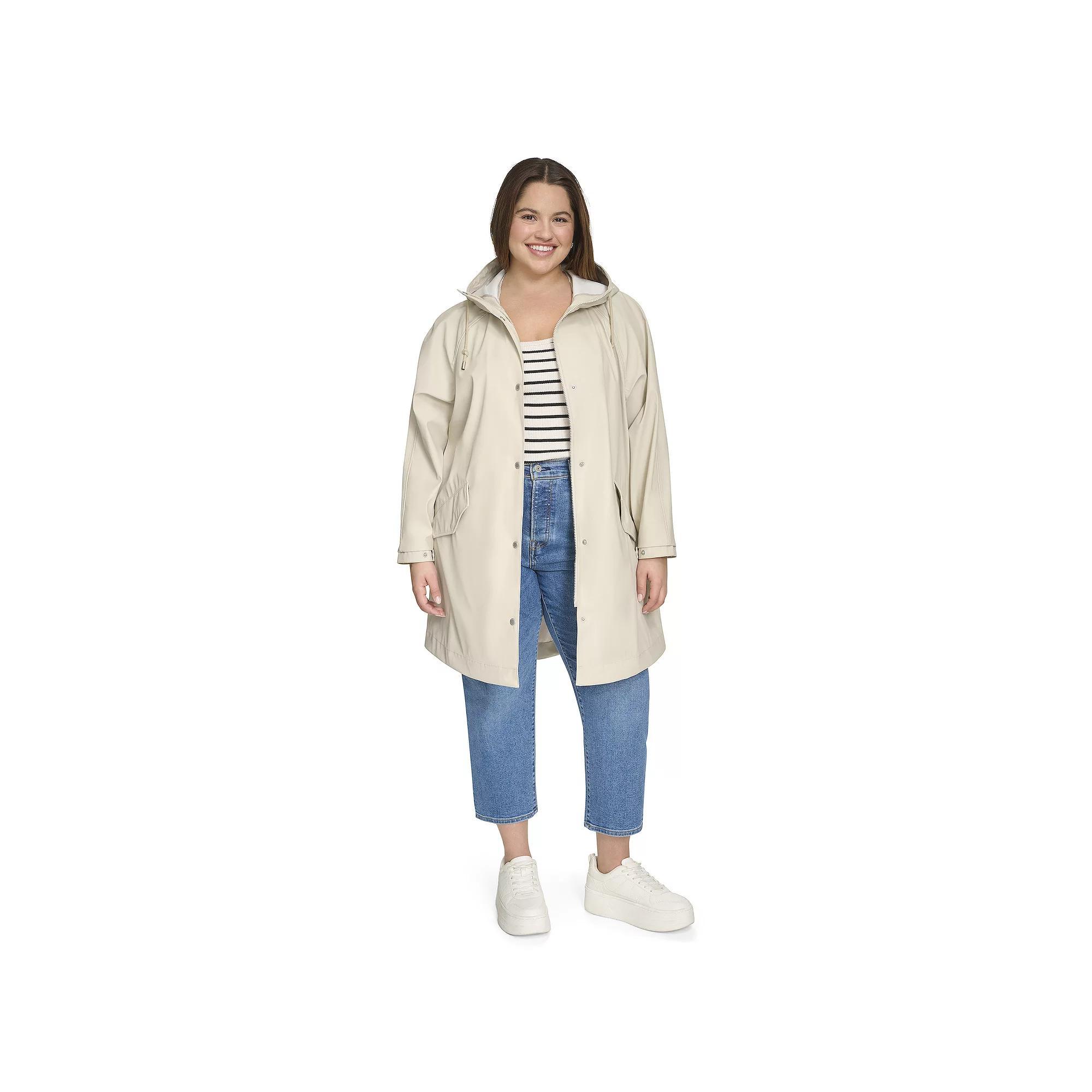 Plus Size Levis Rubberized Faux Leather Hooded Rain Coat, Womens Product Image
