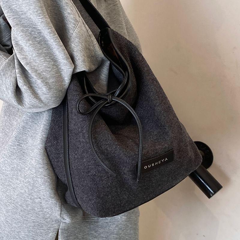 Lettering Ribbon Accent Shoulder Bag Product Image