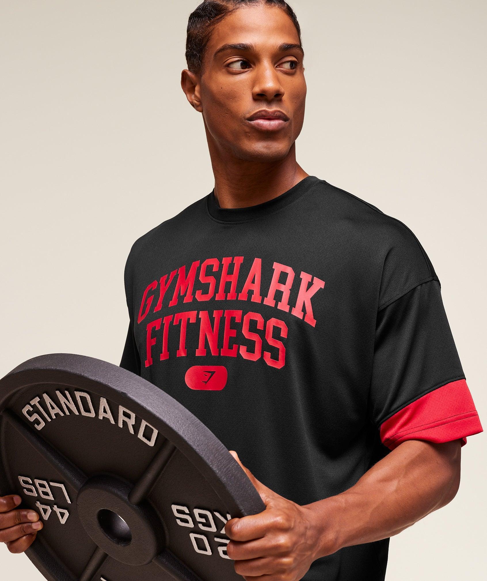 Gymshark Varsity Oversized T-Shirt - Black/Conditioning Red Male Product Image