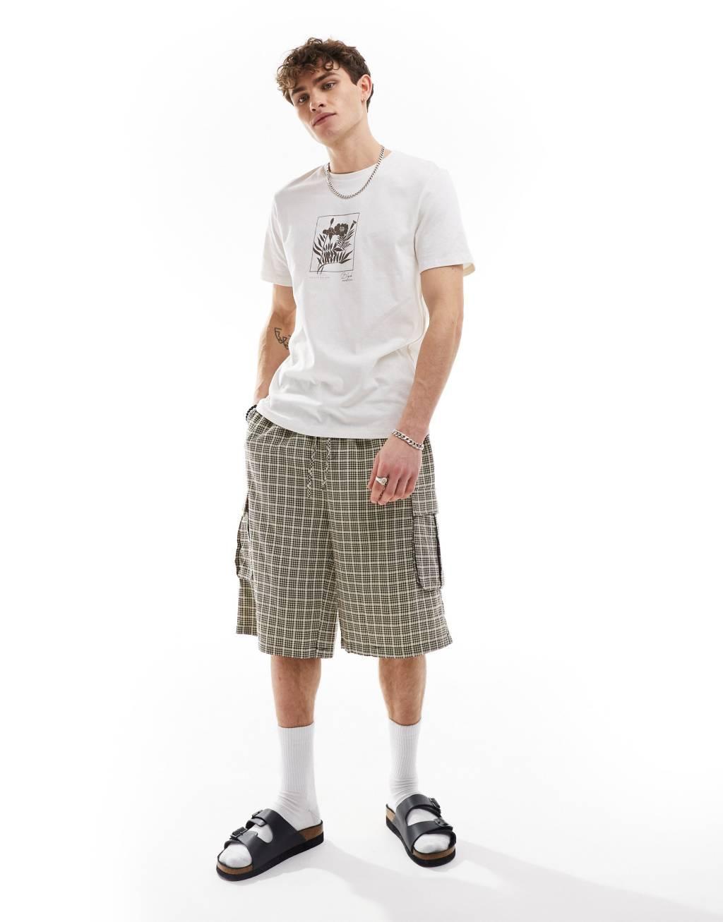 ASOS DESIGN t-shirt in off white with floral chest print Product Image