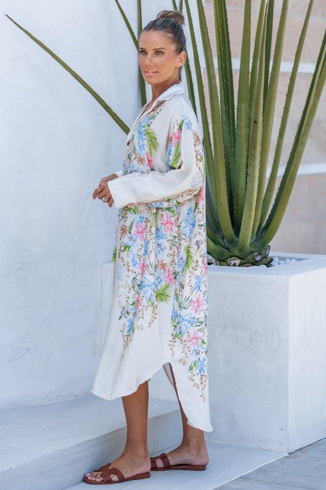 Silk Floral Shirt Dress Product Image