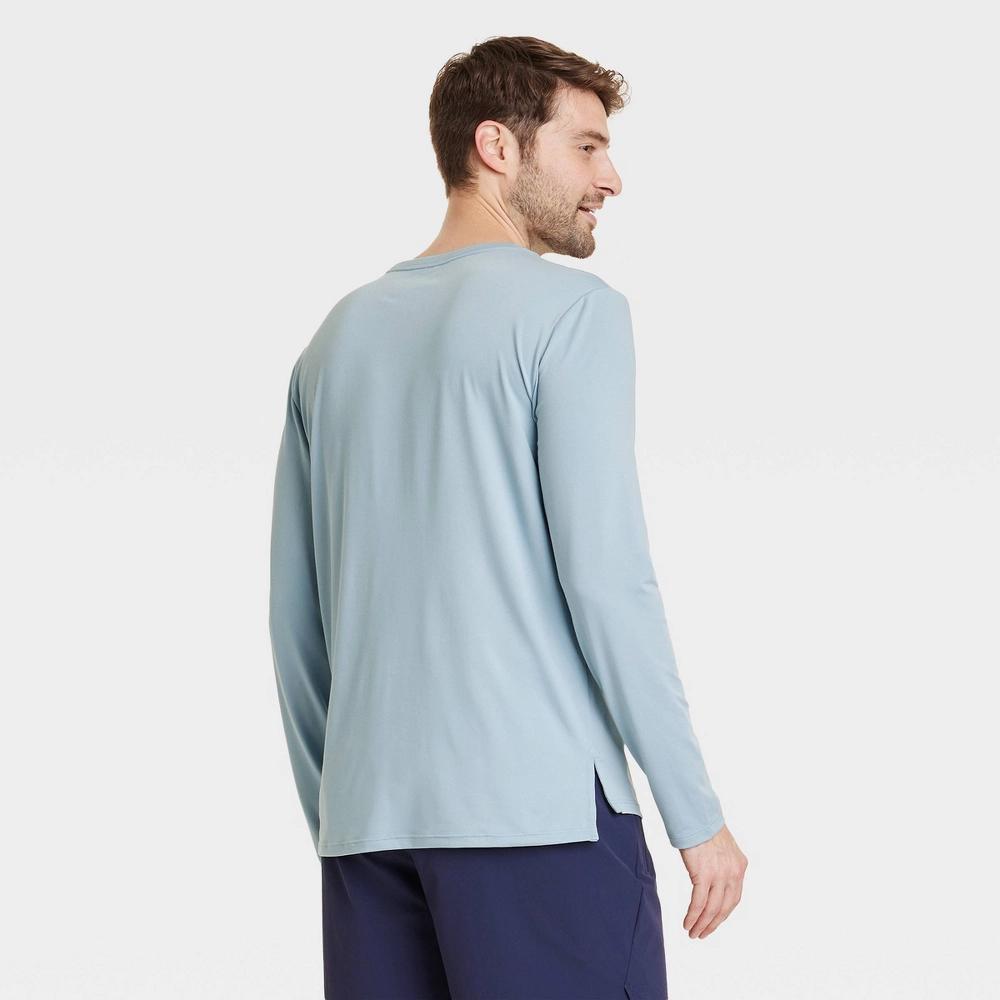 Mens Long Sleeve Performance T-Shirt - All In Motion Light Blue S: Recycled Polyester, Spandex, Moisture Wicking, Quick Drying, Pullover Product Image