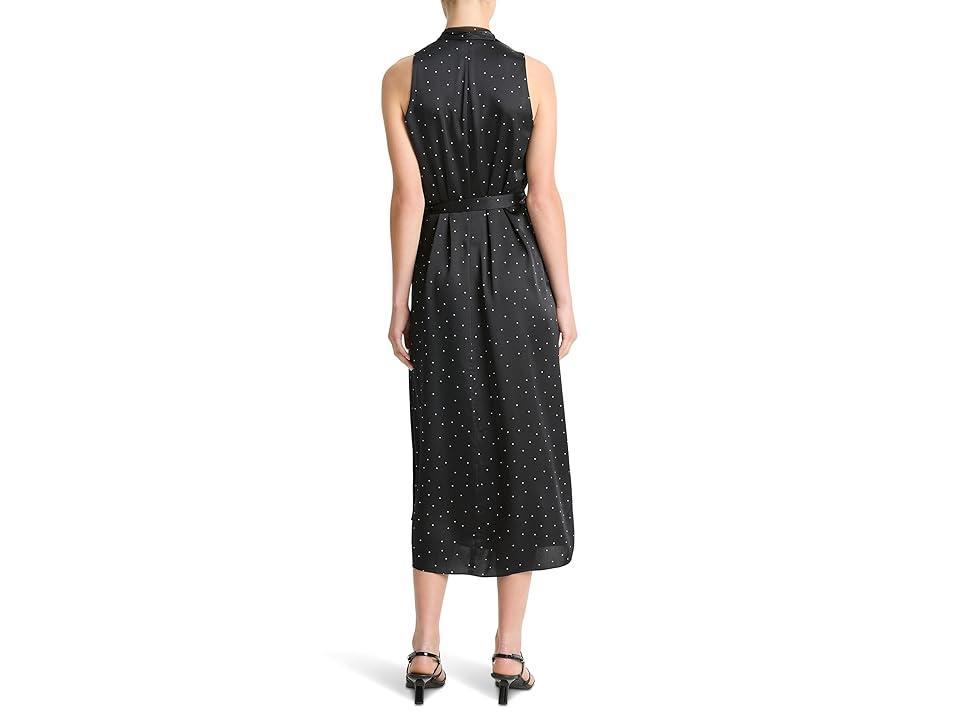 Vince Dot Wrap Dress w/ Paneled Chiffon Grey) Women's Dress Product Image