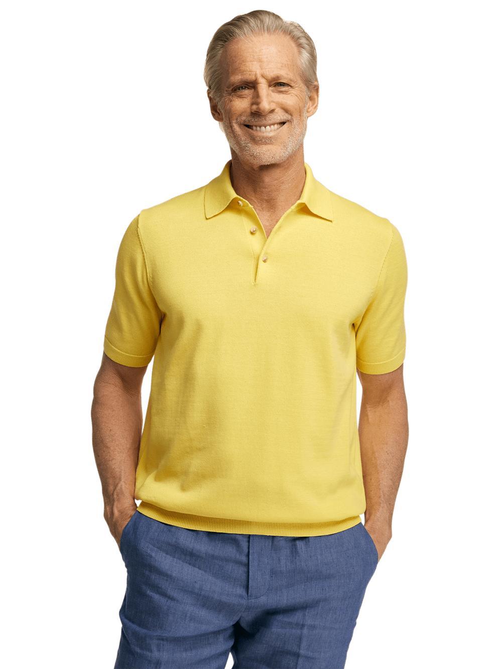 Supima Cotton Three Button Polo - Light Yellow Product Image