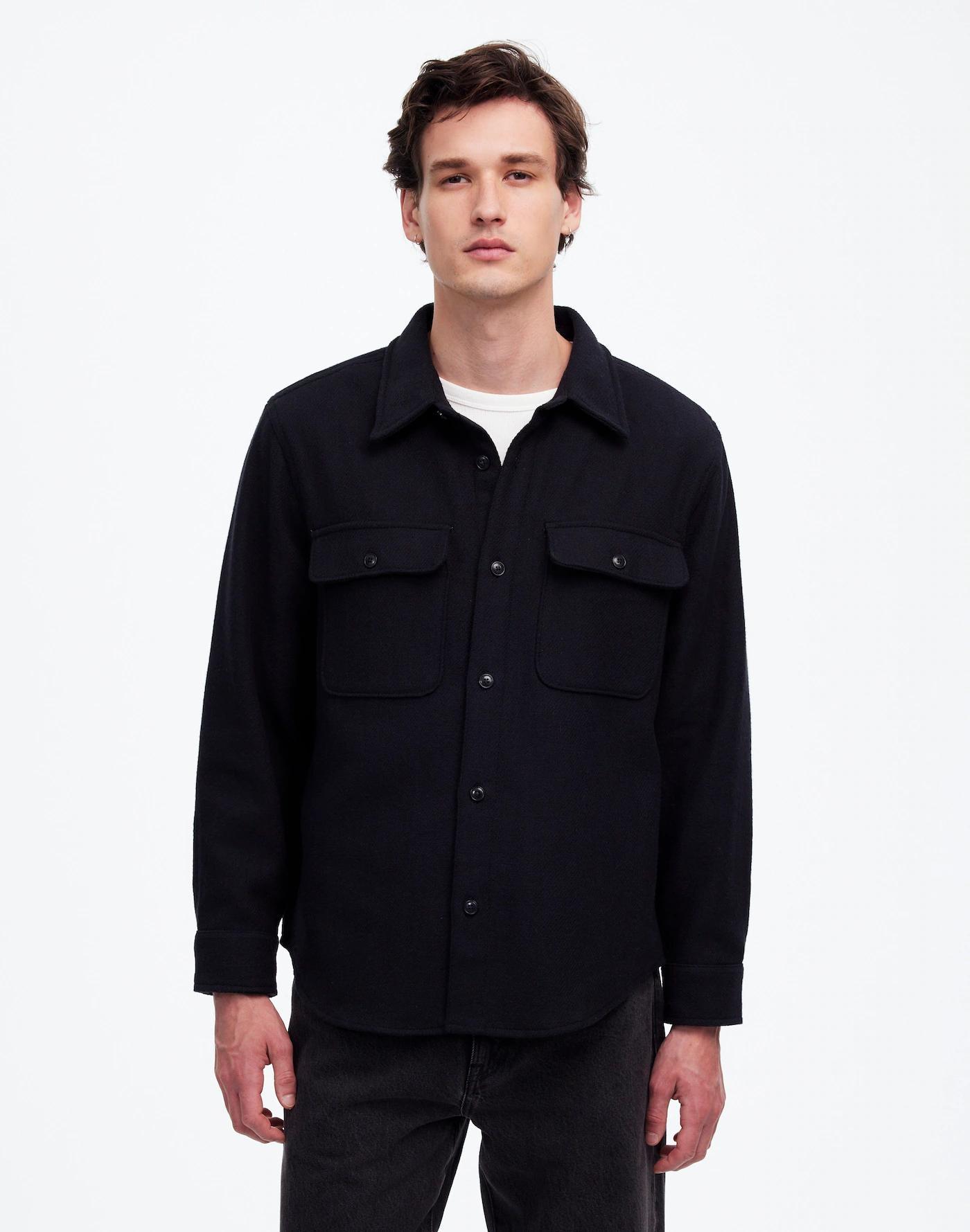 Brushed Easy Shirt-Jacket in Italian Fabric Product Image