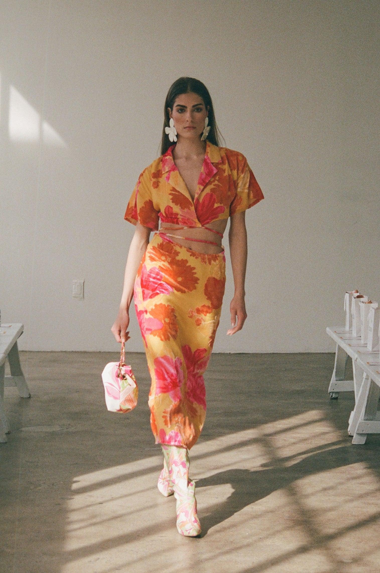Sorrenta Midi Skirt - Floreale Sunny Product Image