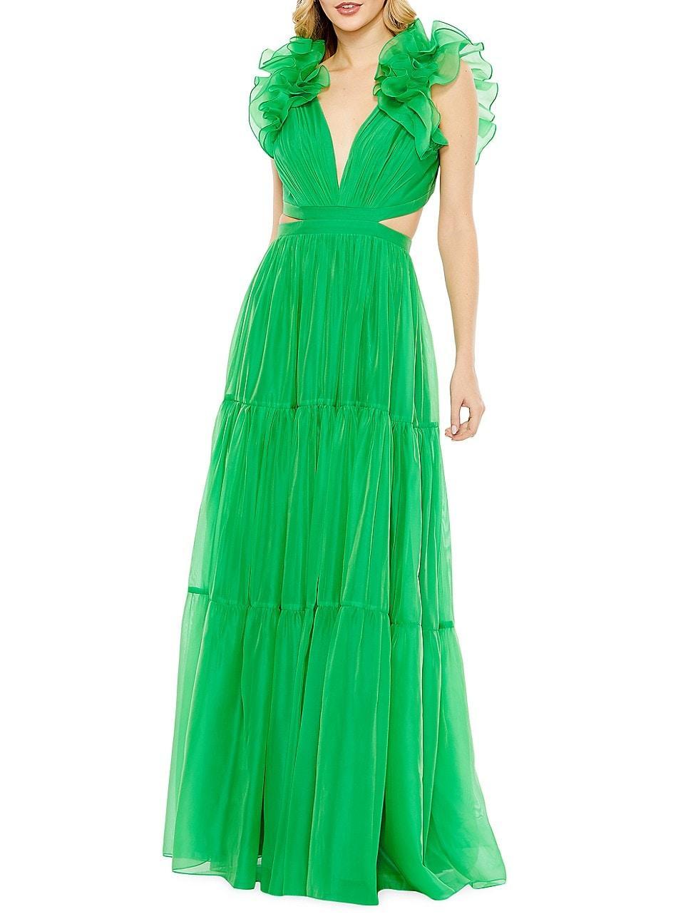 Womens Tiered Cap Sleeve Gown Product Image